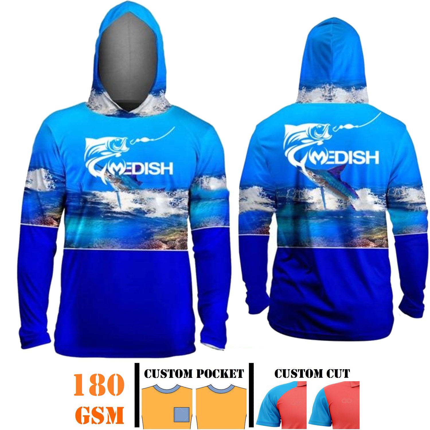 Unisex 180 GSM Spandex Milk Silk long sleeve hooded T-shirt 1