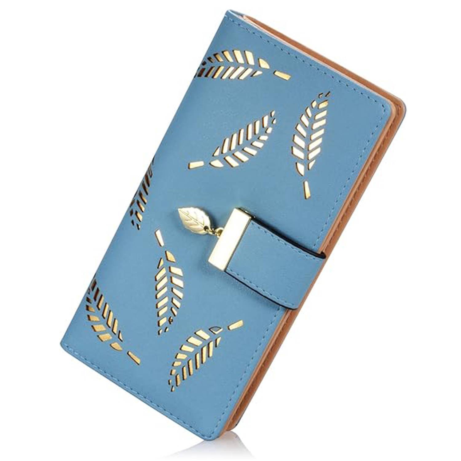 Trendy Korean Leaf Pattern Zipper Clasp Handbag Wallet 4