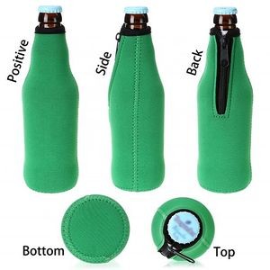 Neoprene Bottle Cooler Sleeve Holder With Zipper, custom koozie with logo imprint 3