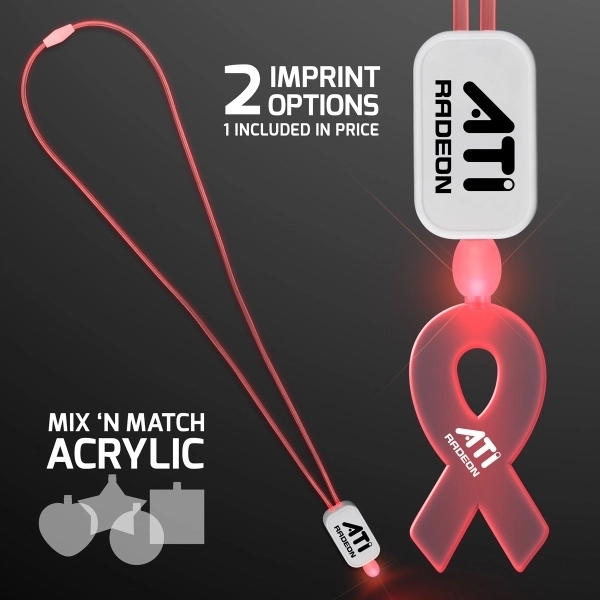 LED Neon Lanyard with Acrylic Ribbon Pendant 3