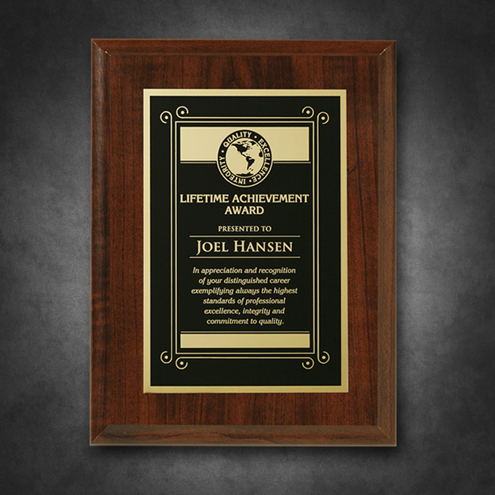 Econo Cherry Plaque with Lasered Plate 5