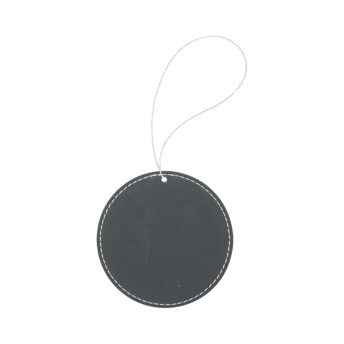 Black/Silver Leatherette Round Ornament 3