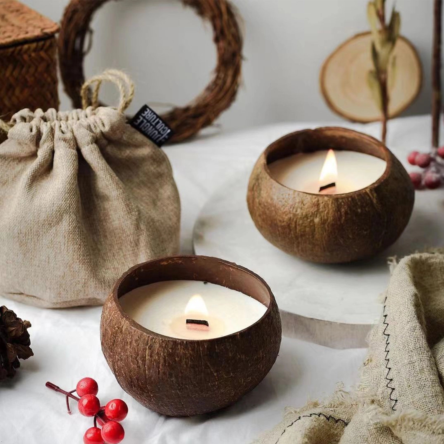 15 Oz. Soy Wax Scented Candle In Natrual Coconut Shell 4