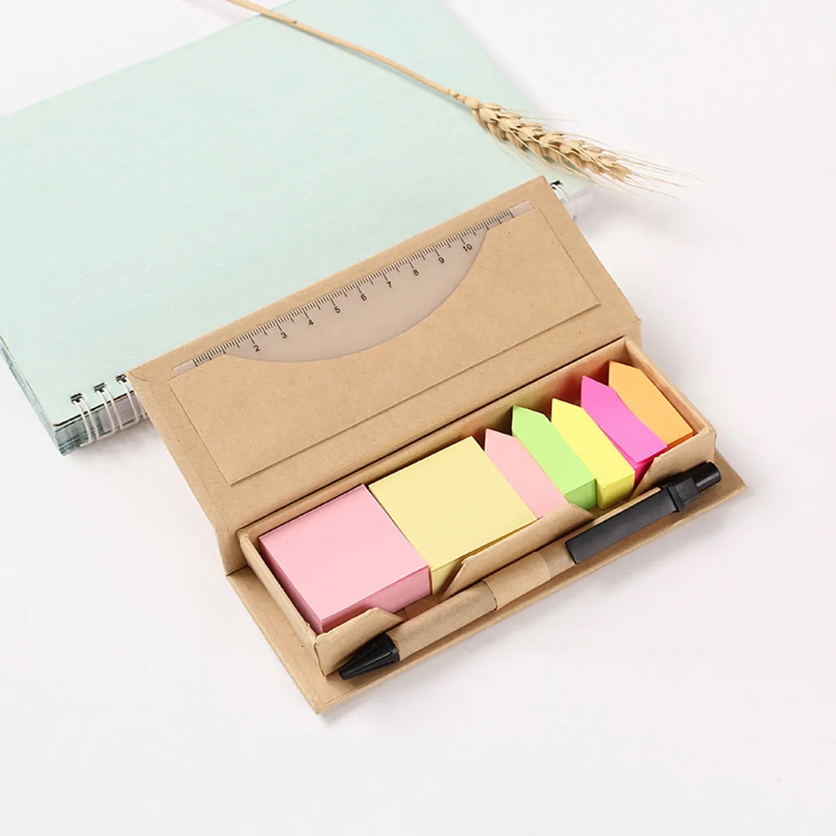 Sticky Note Set with Pen and Ruler and Ecological Case. 4