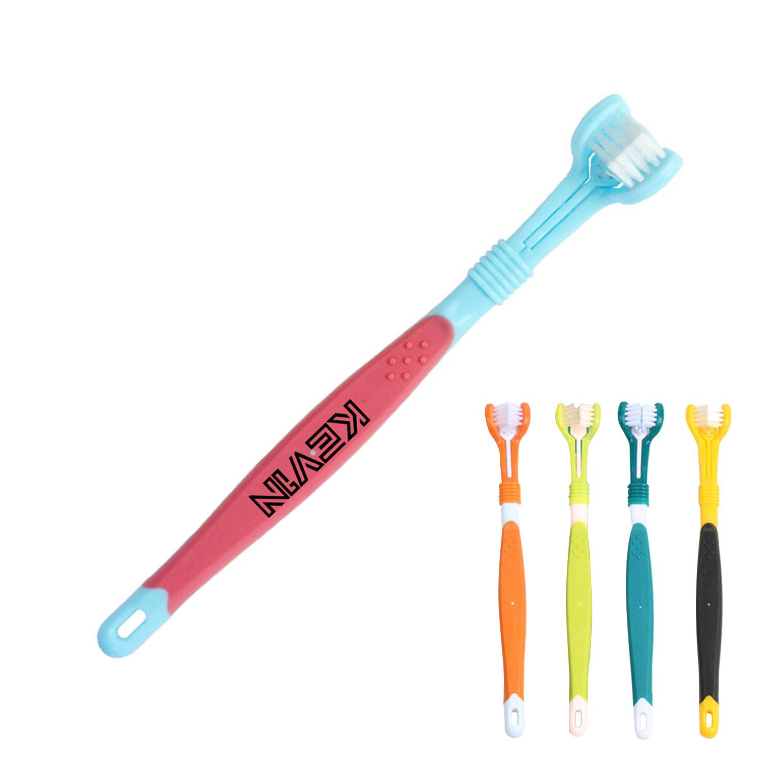 Plastic Oral Cleaning Care Three-headed Pet Toothbrush 3