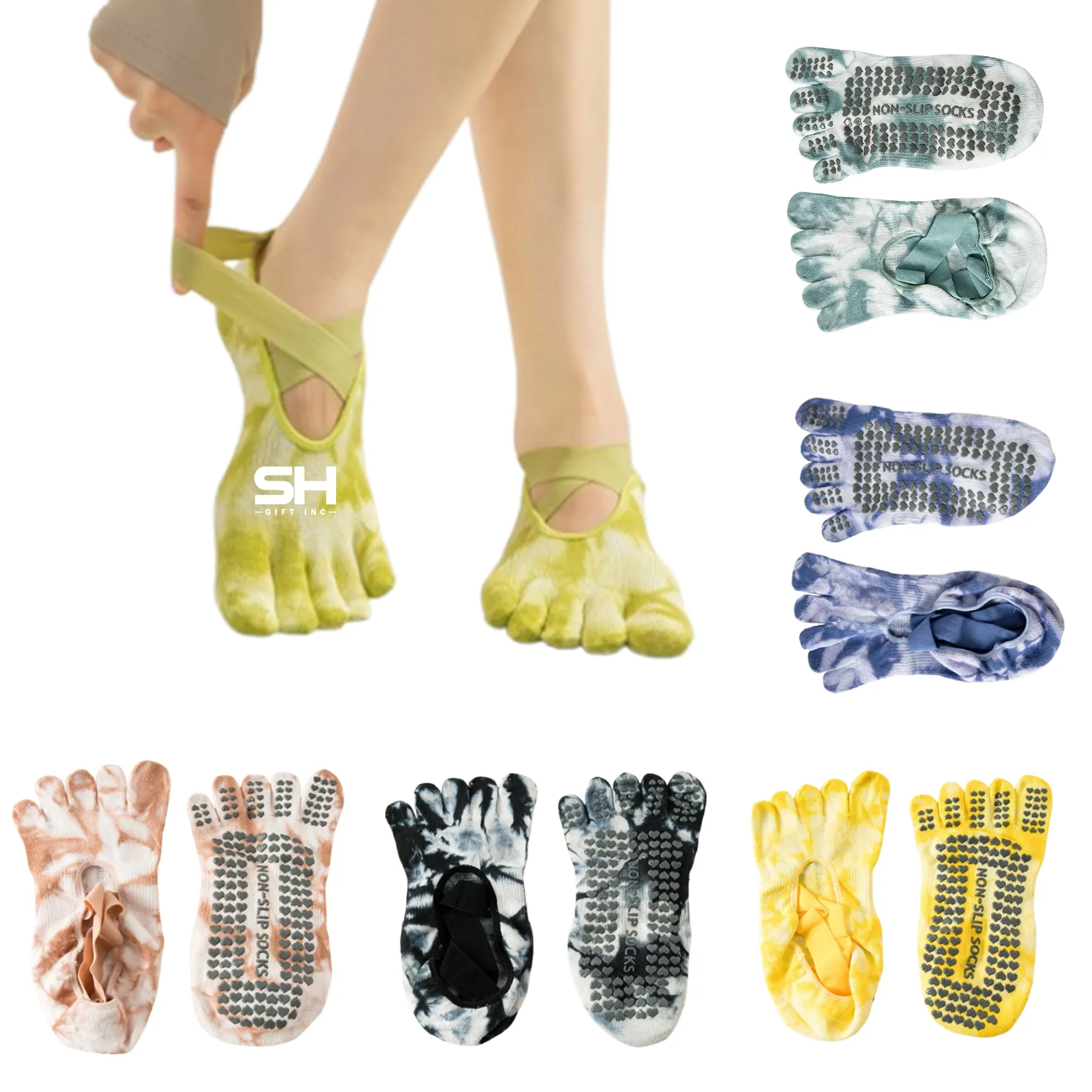 Full Toe Yoga Socks With Non-Slip Grips 2