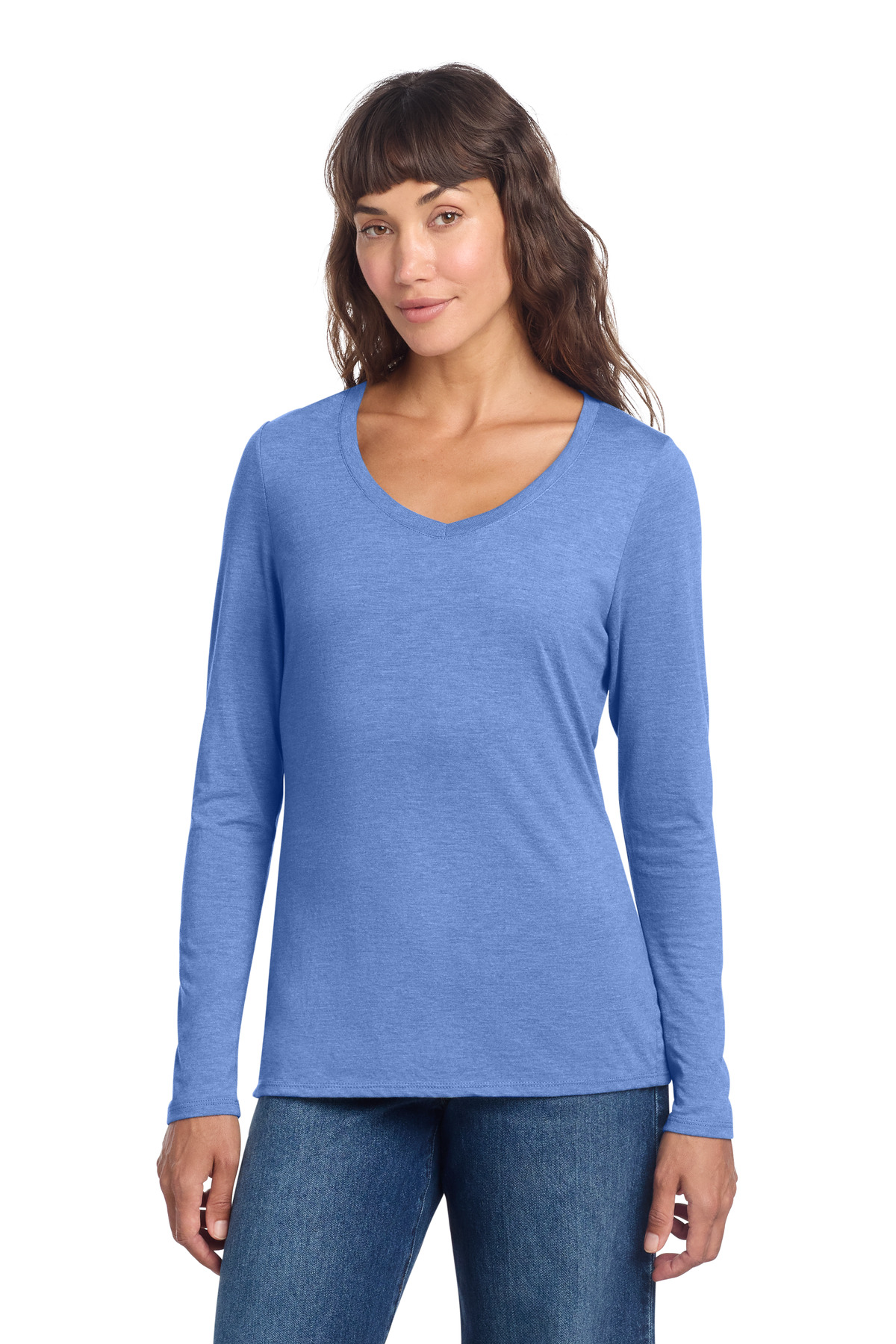 District Women's Perfect Tri Long Sleeve V-Neck Tee DT135 52