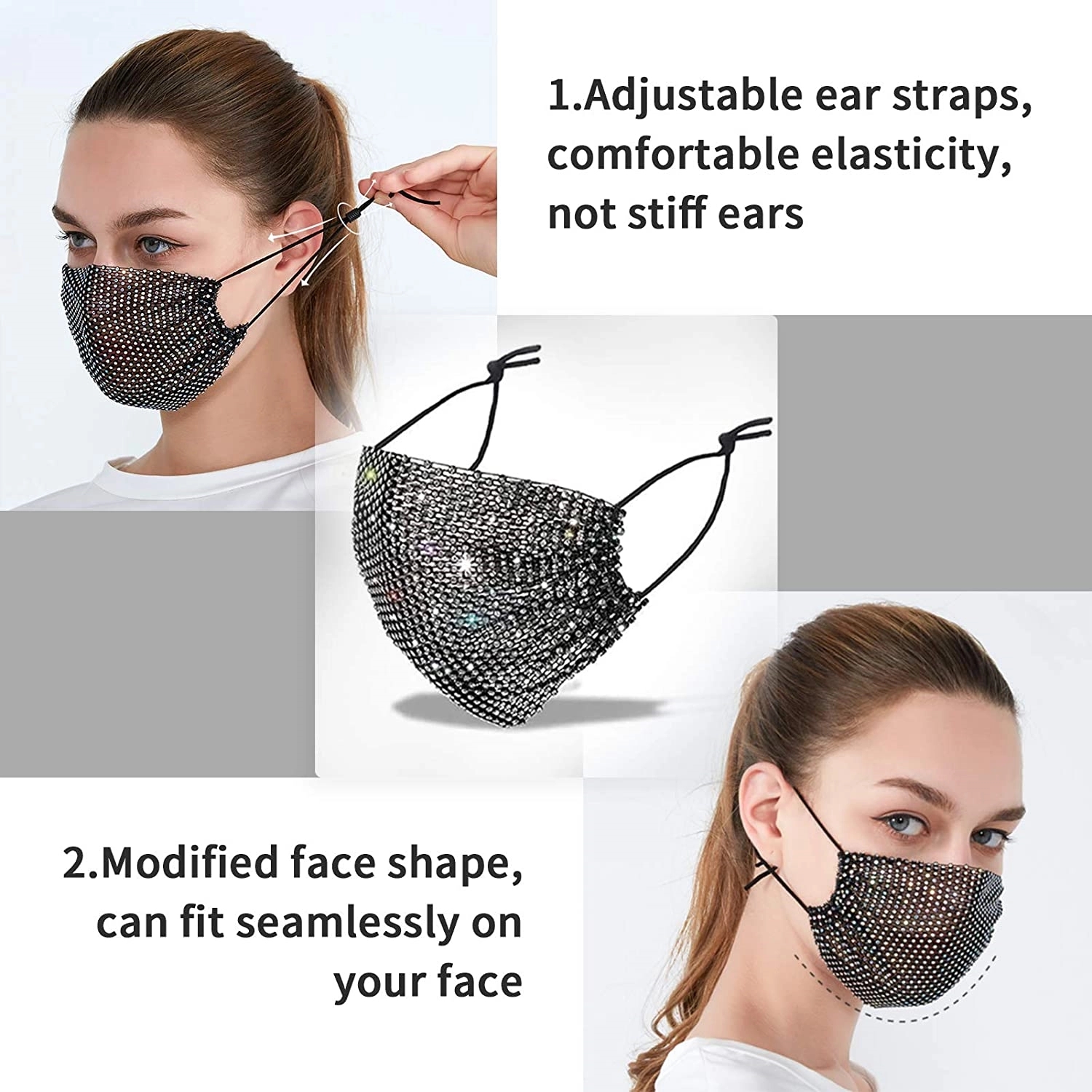Shiny Rhinestone Mesh Mask 4