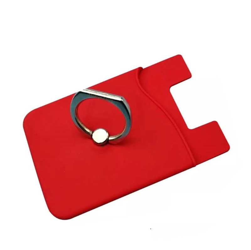 Silicone Card Holder with Metal Ring Phone Stand 2
