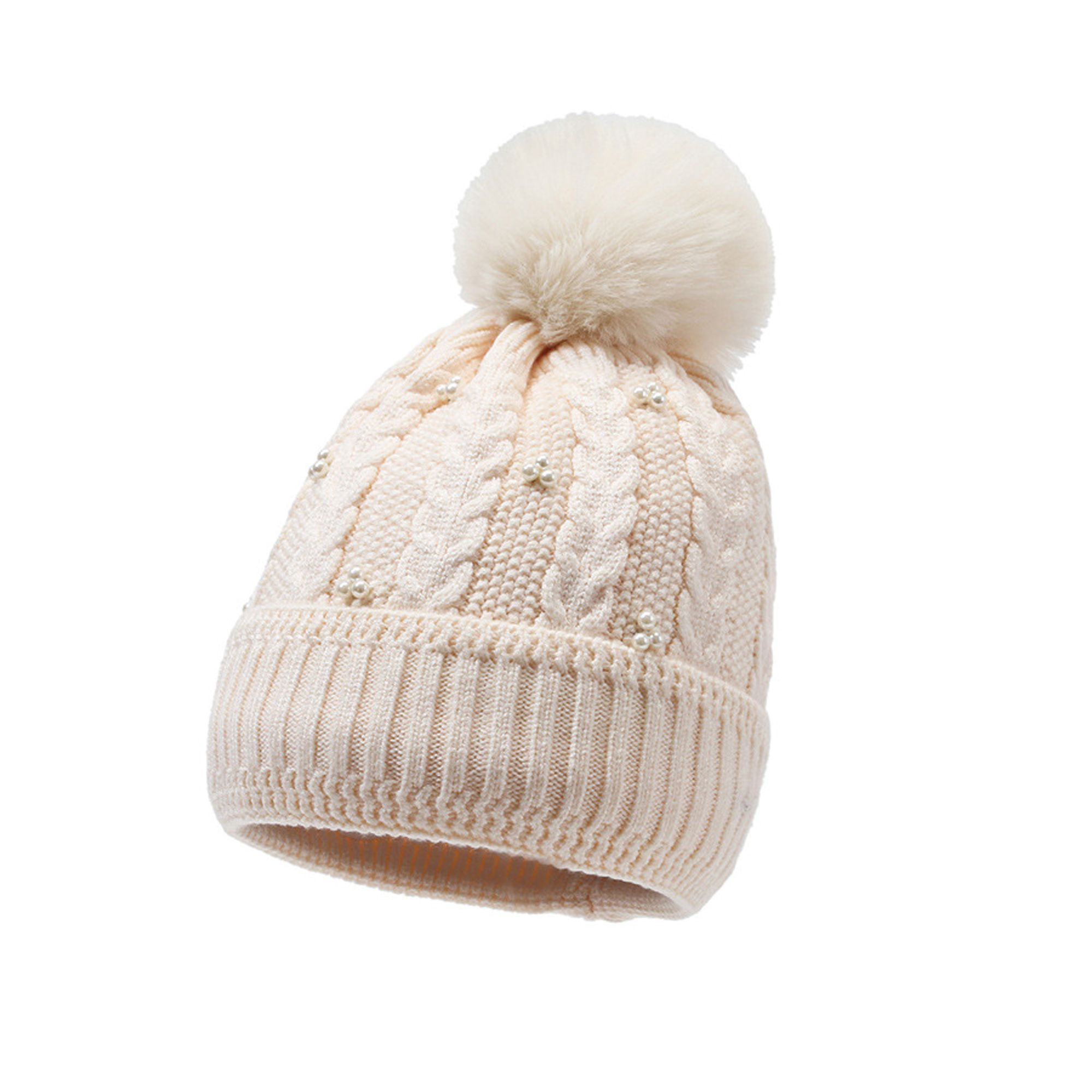 MOQ50 Women's Cold-Proof Knit Hat (Plush Balls) 6