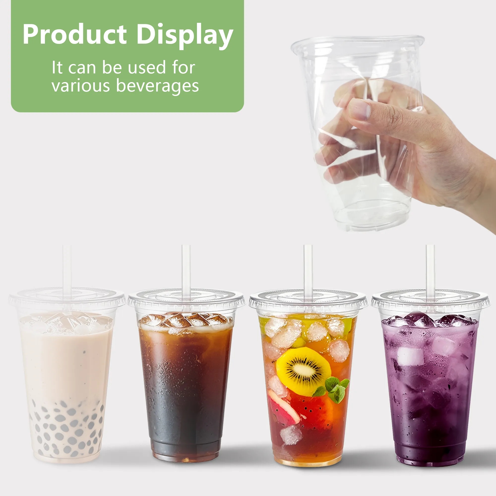 20 Oz Disposable Plastic Cup With Straw And Lid 7