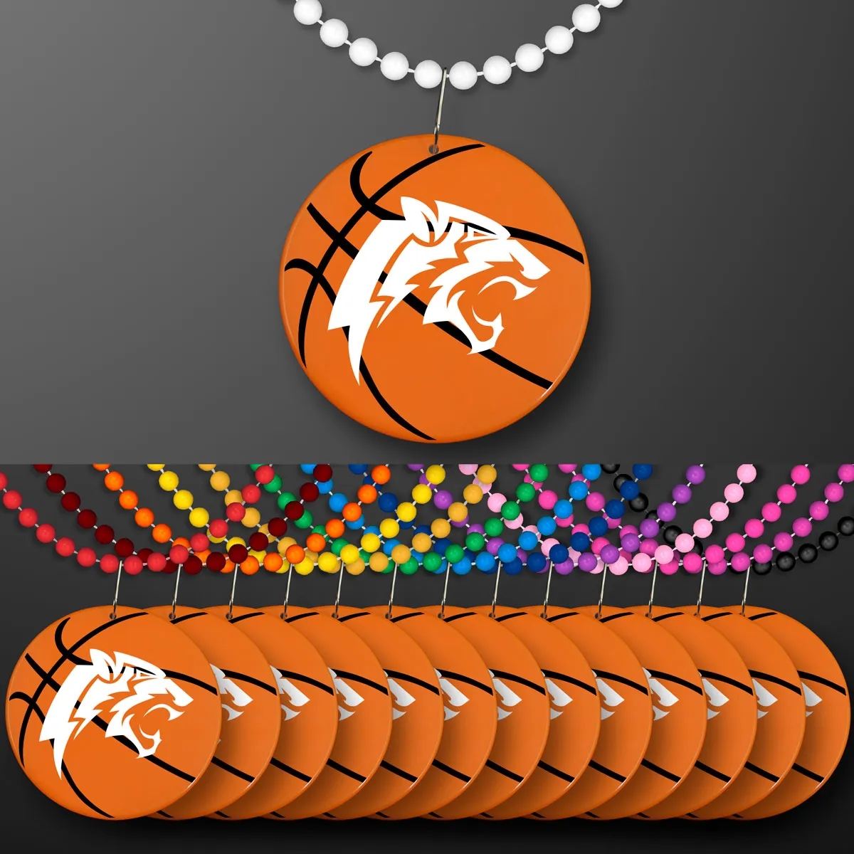 Basketball Medallion on Beads Necklace (NON-Light Up) 9