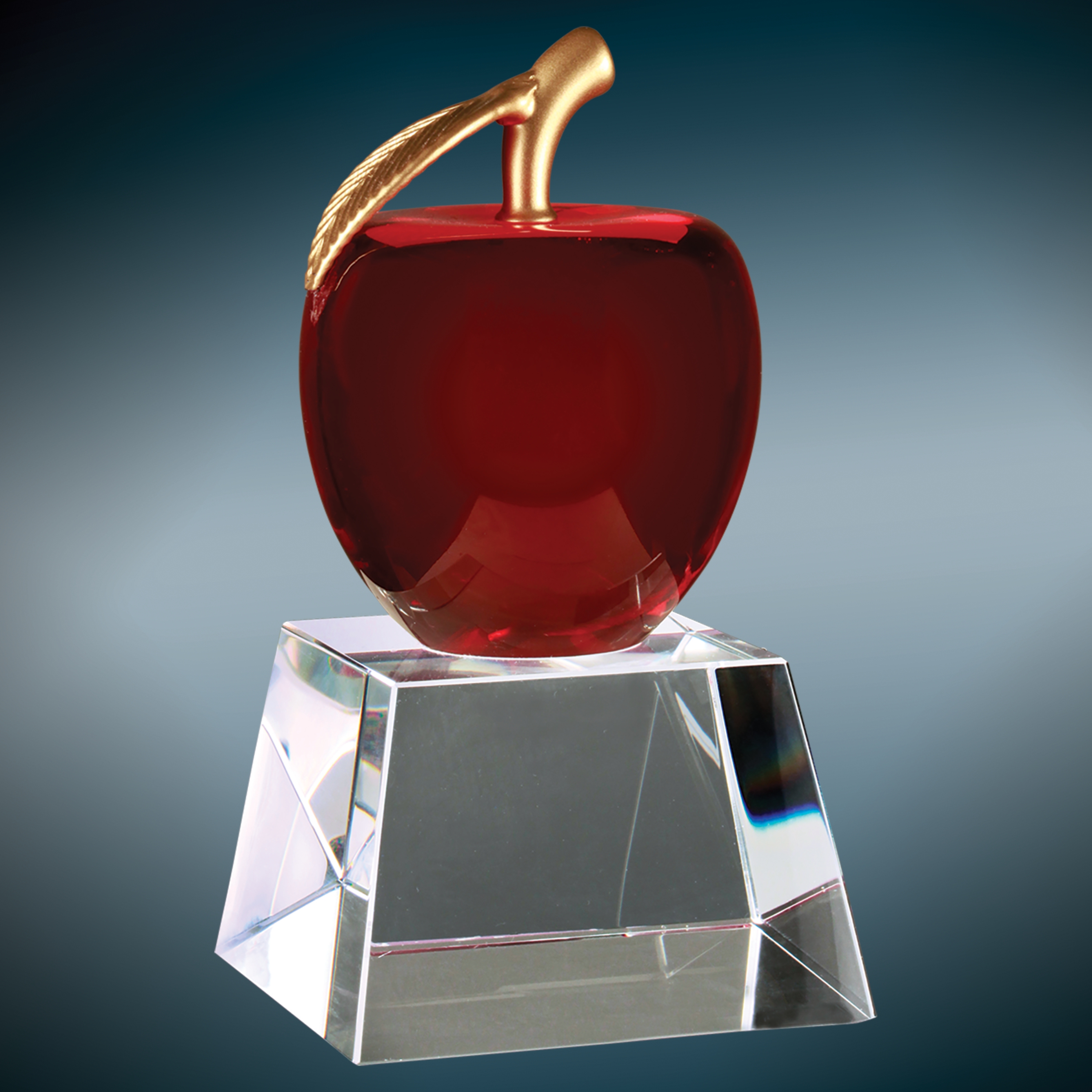 6" Red Crystal Apple Award with Clear Base 3