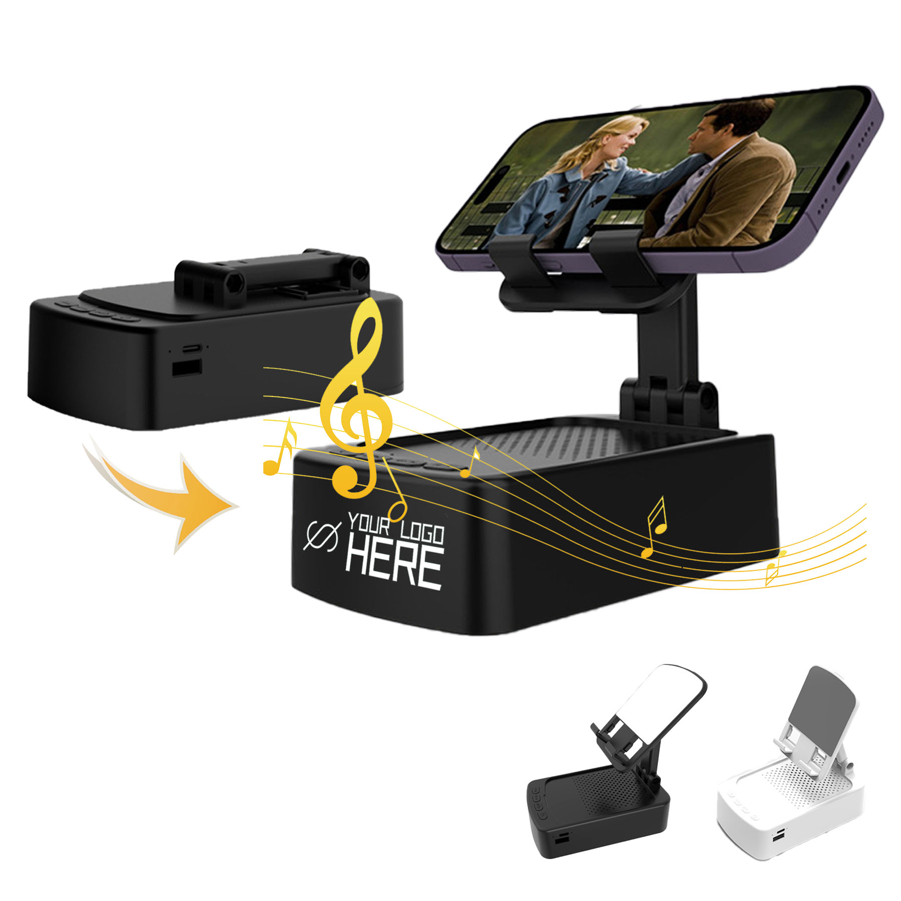 Cell Phone Stand With Wireless Bluetooth Speaker 2