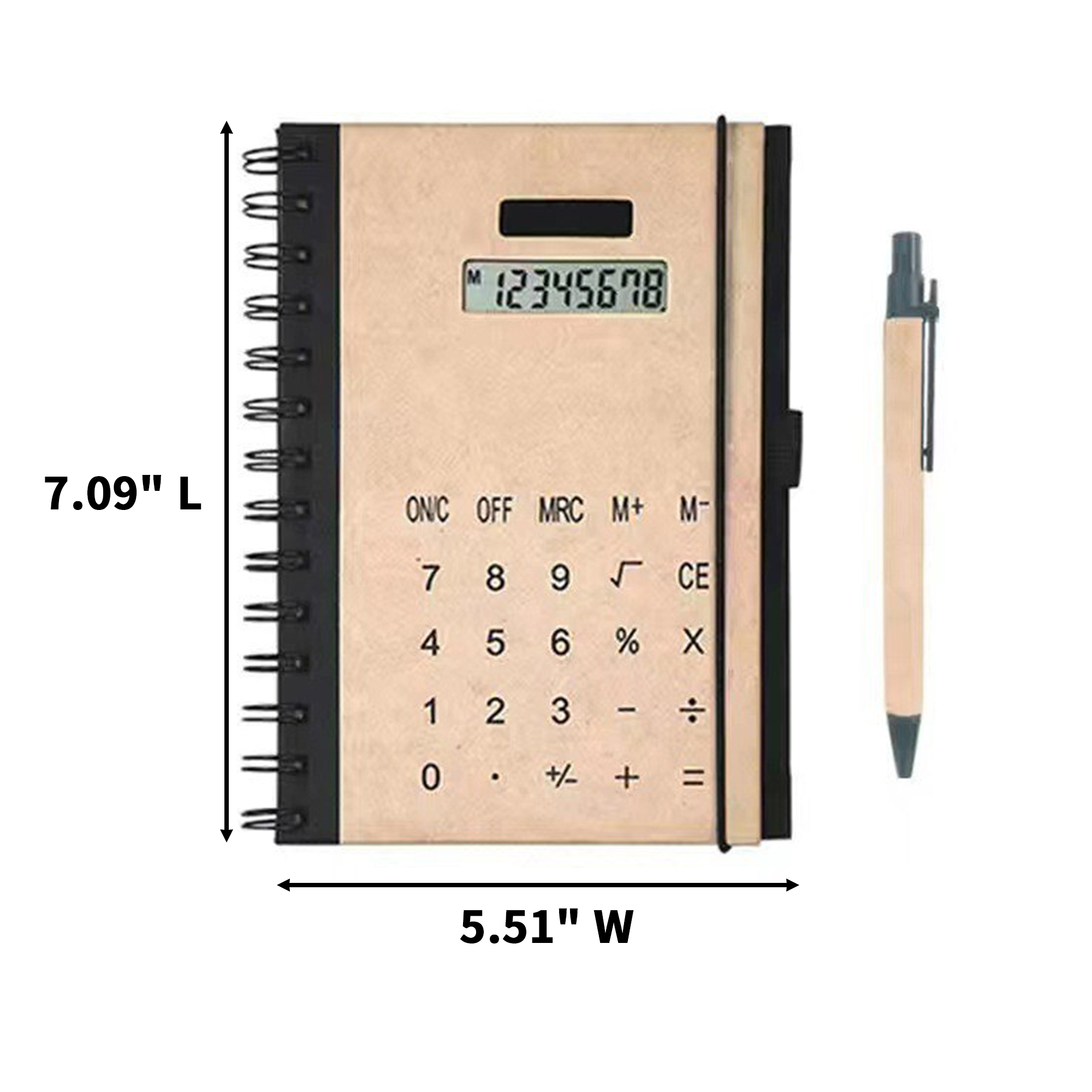 Kraft Cover Spiral Notebook With Solar Calculator 2