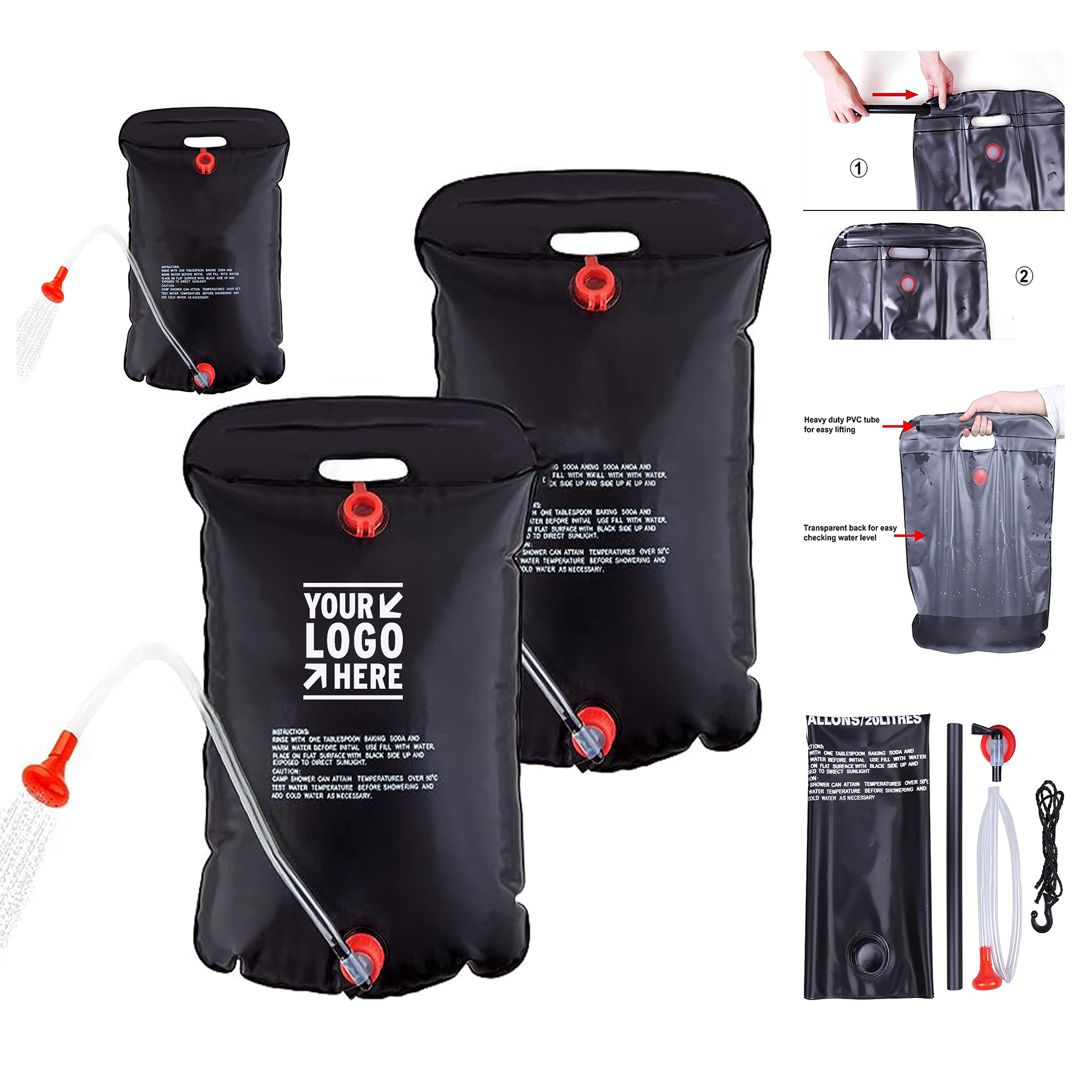  5 Gallons Portable Solar Camping Shower Bag 