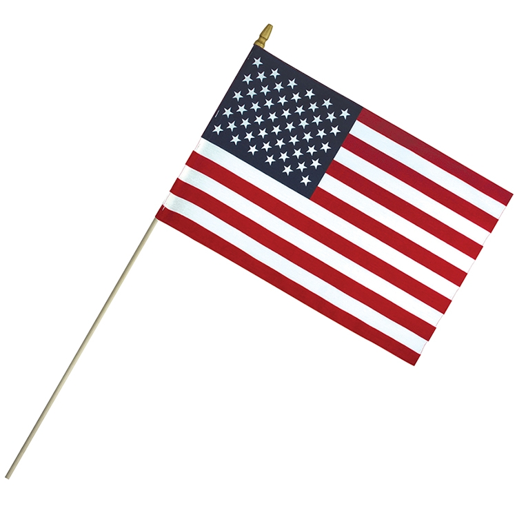 12" x 18" Economy Cotton US Stick Flag with Spear Top on a 30" Dowel 2