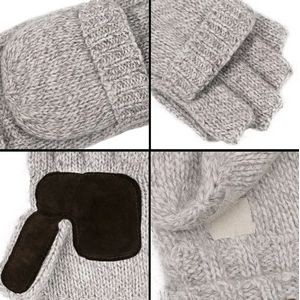 Wool Blend Crochet Convertible Fingerless Gloves with Mitte 9