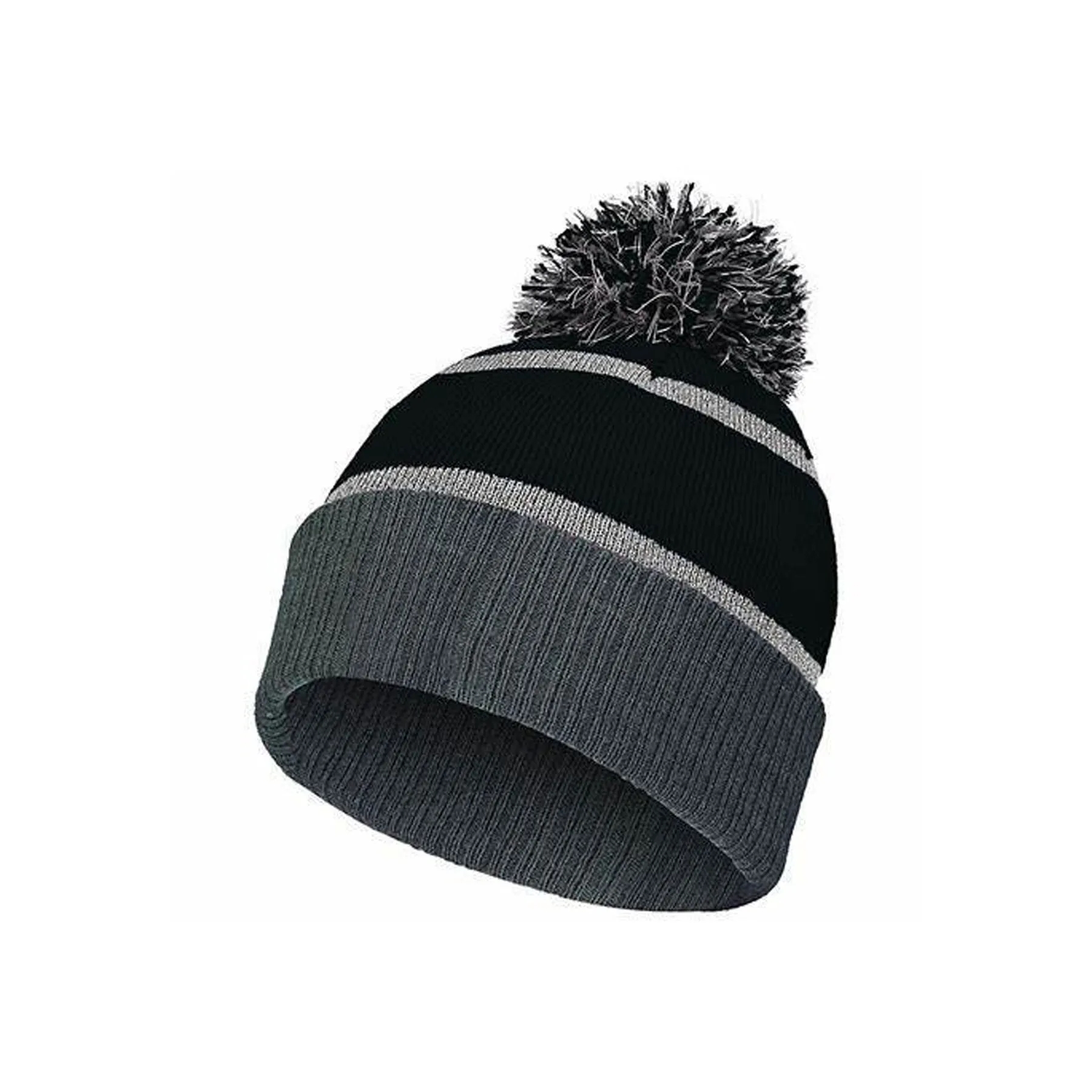 Thick Striped Knit Beanie with Pom 7