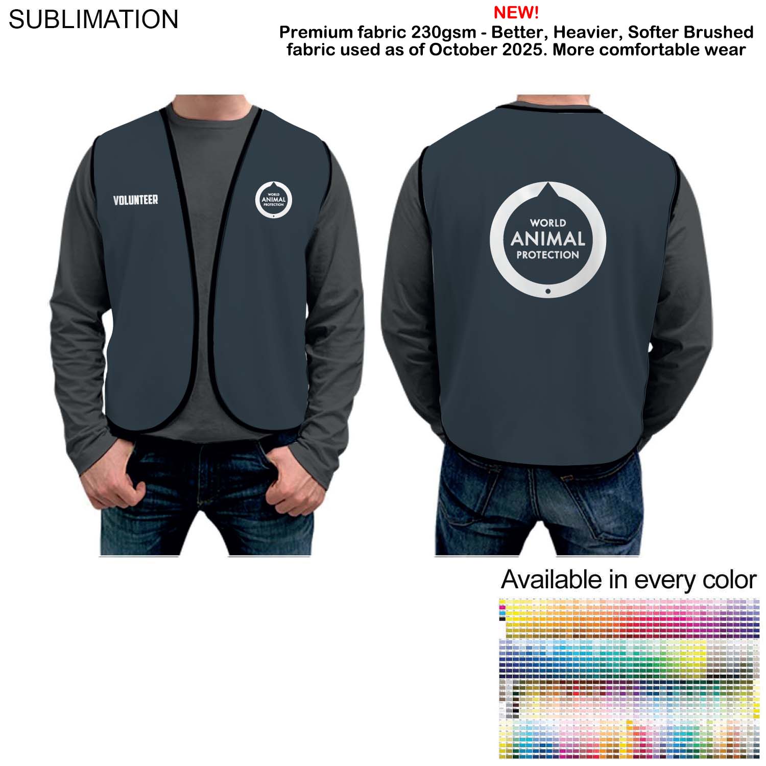 Domestic Made VOLUNTEER Poplin Vest, Fully Sublimated front and back, Available in Every Color 3