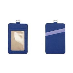 Lanyard Dual Colored 3 Pockets PU Leather Card Holder 29