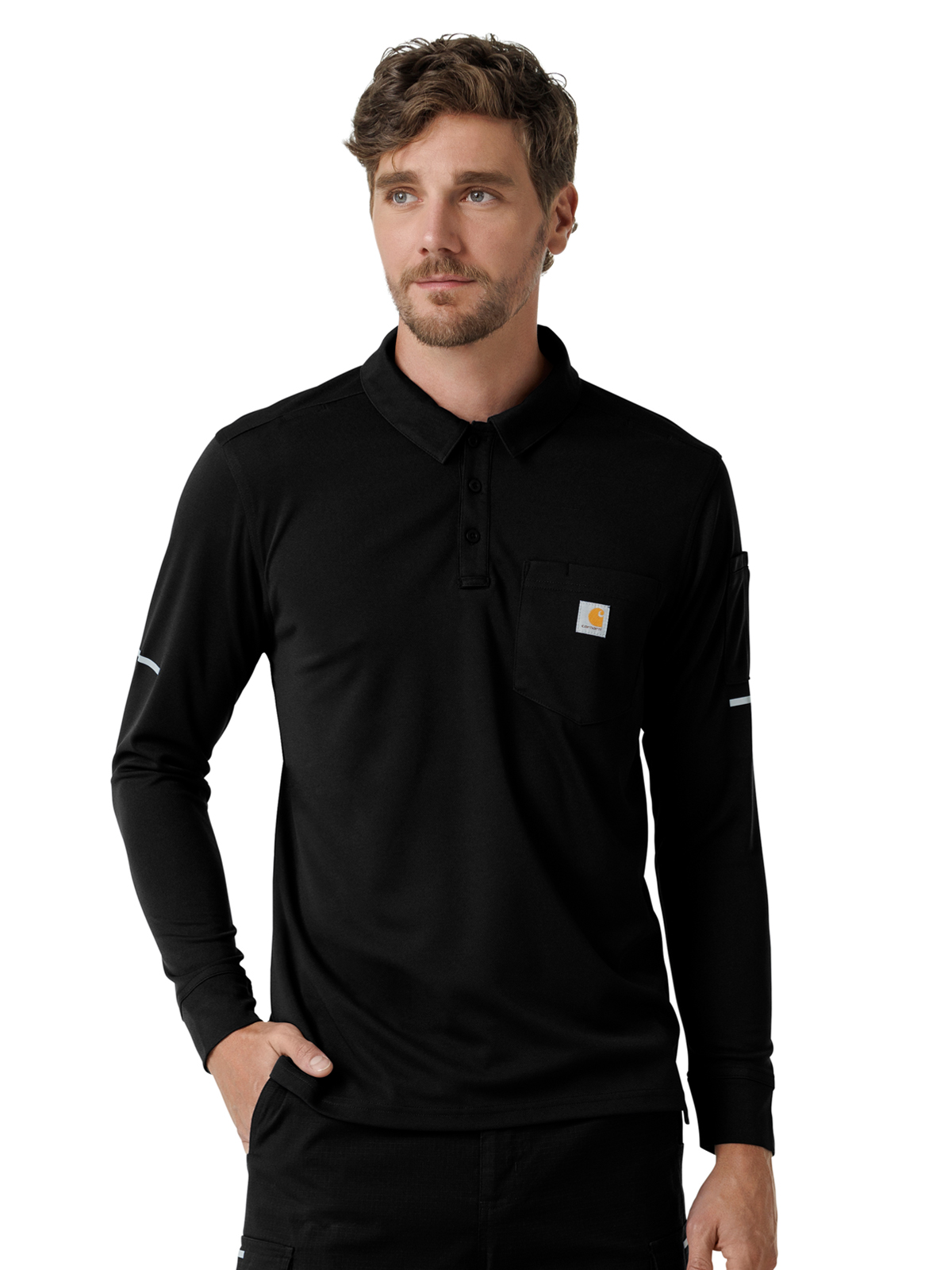Carhartt Scrubs - Men's Three-Pocket Heavyweight Long Sleeve Polo Scrub Top 6
