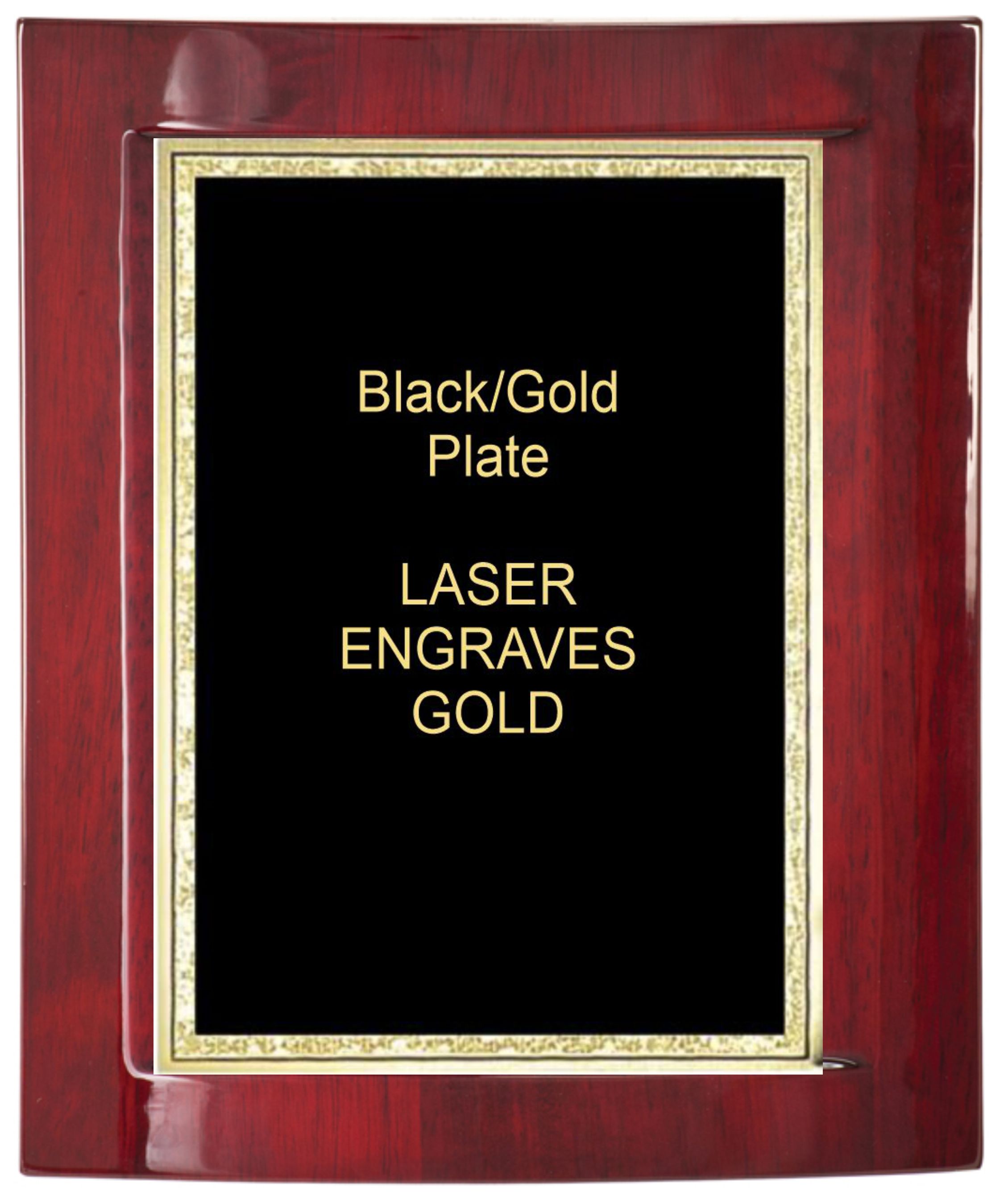 8-1/2" x 10" Rosewood Piano Finish Eclipse Plaque with a Black Florentine Plate 2