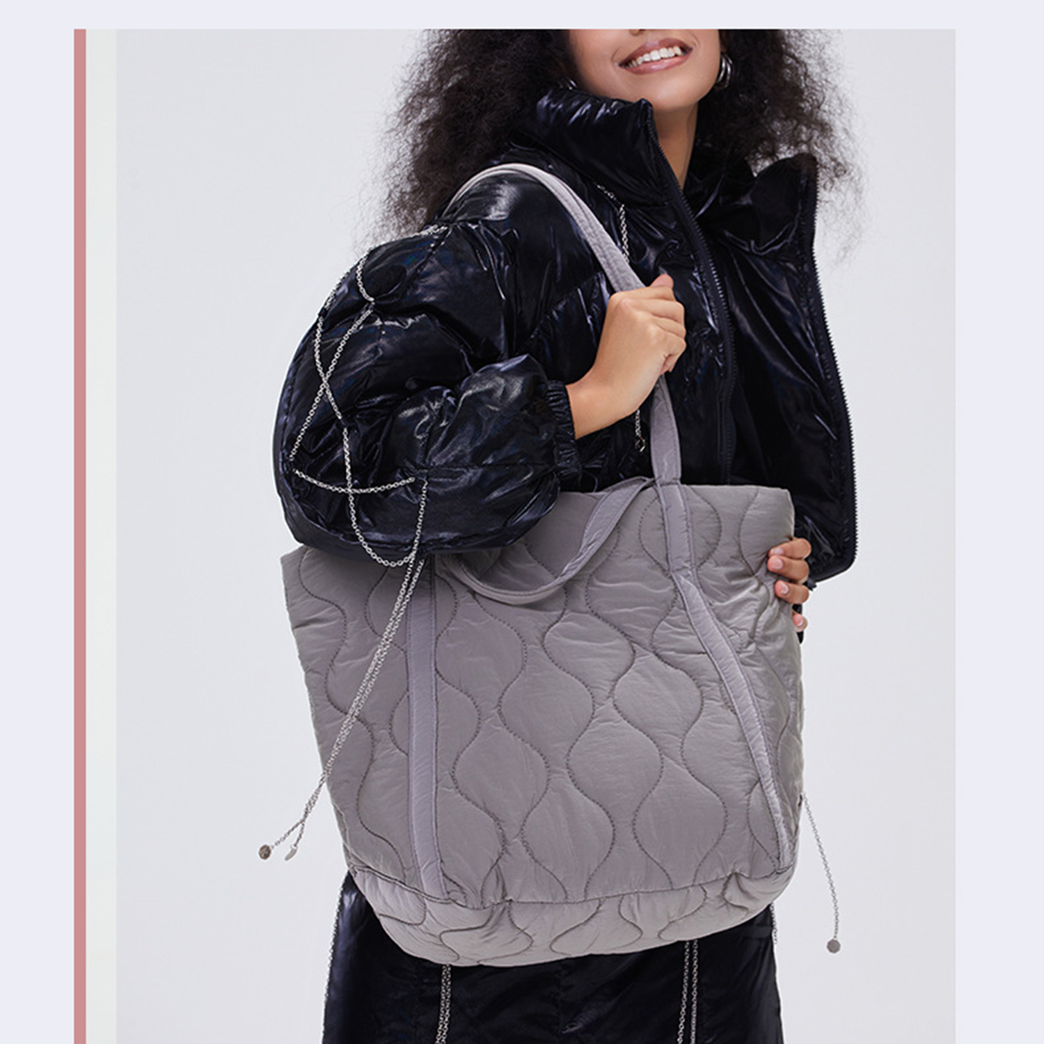 Womens Quilted Nylon Shoulder Bag 5