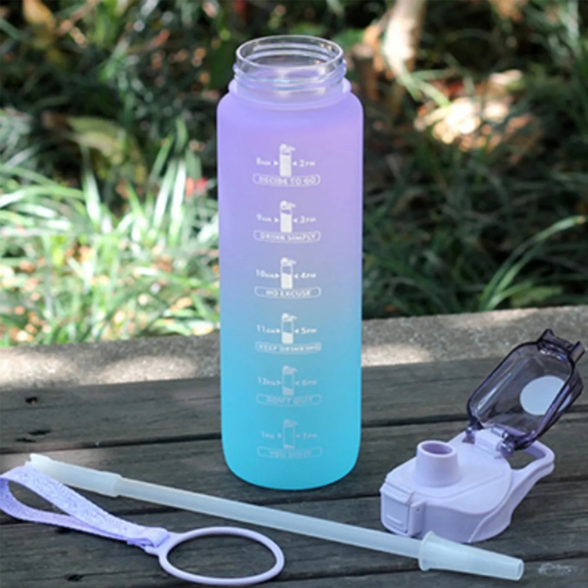32 oz Drinking Water Bottle with Straw and Carrying Strap 2