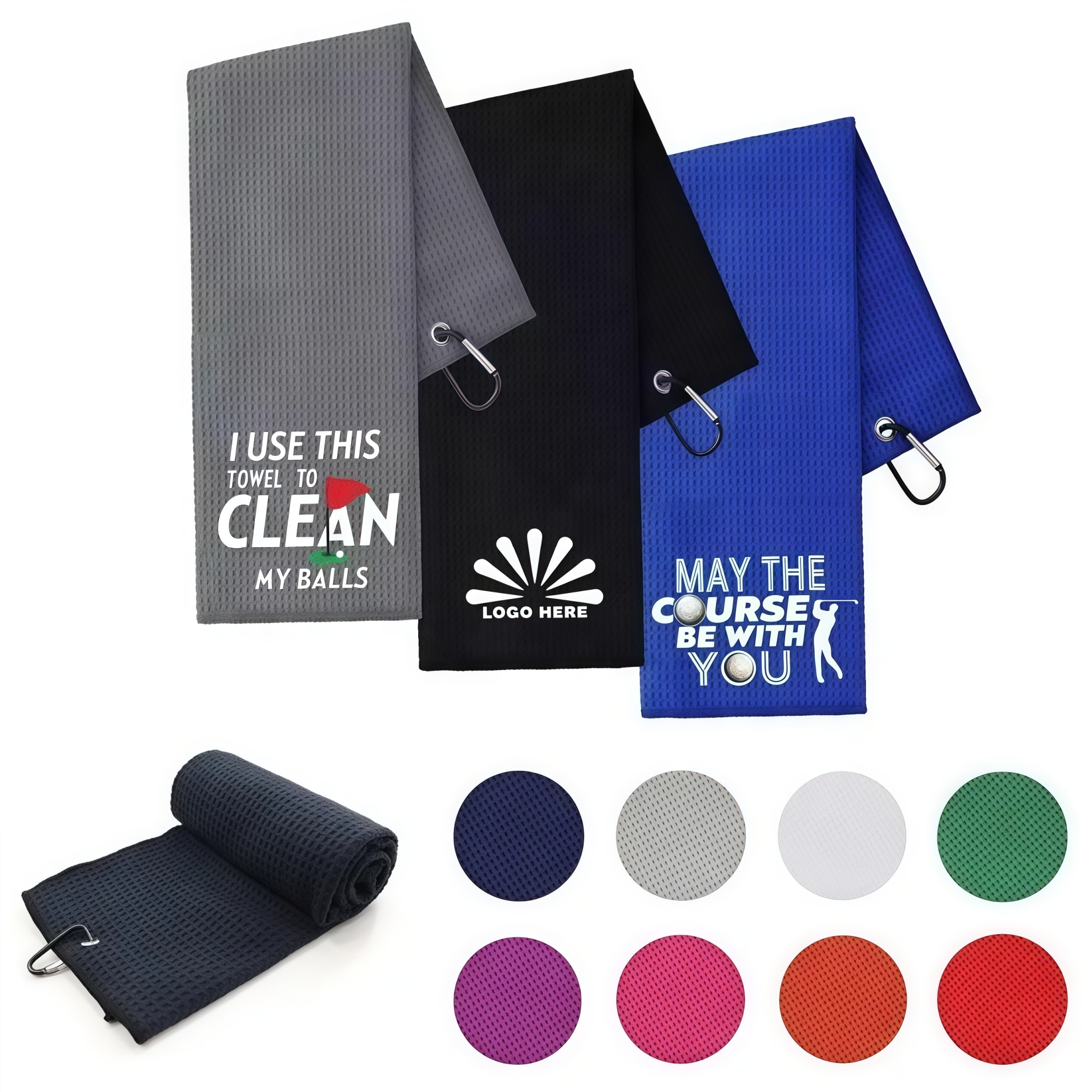 3 Holes Customized Tri-fold Golf Towel 2