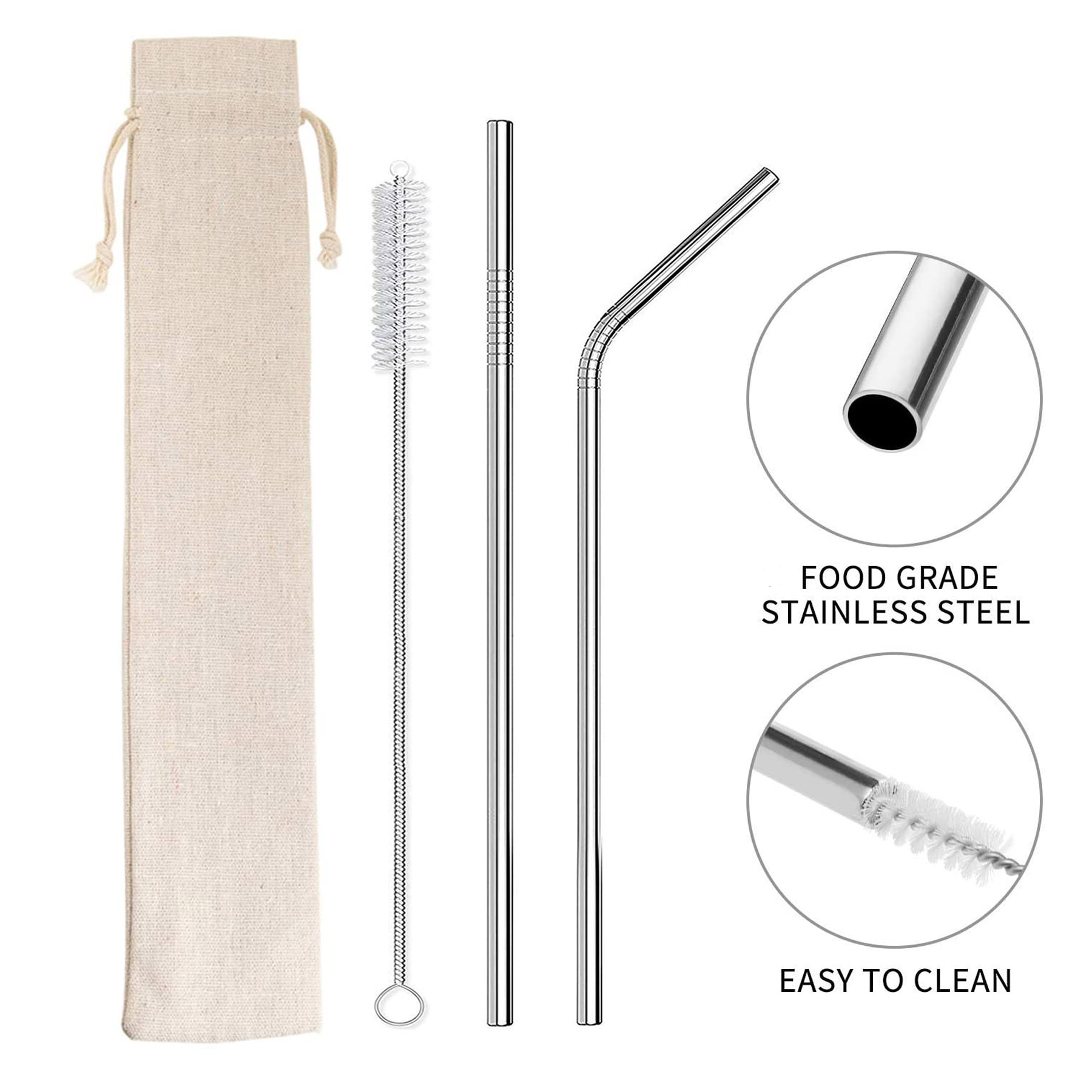 Reusable Drinking Steel Straws And Brush Suit 1