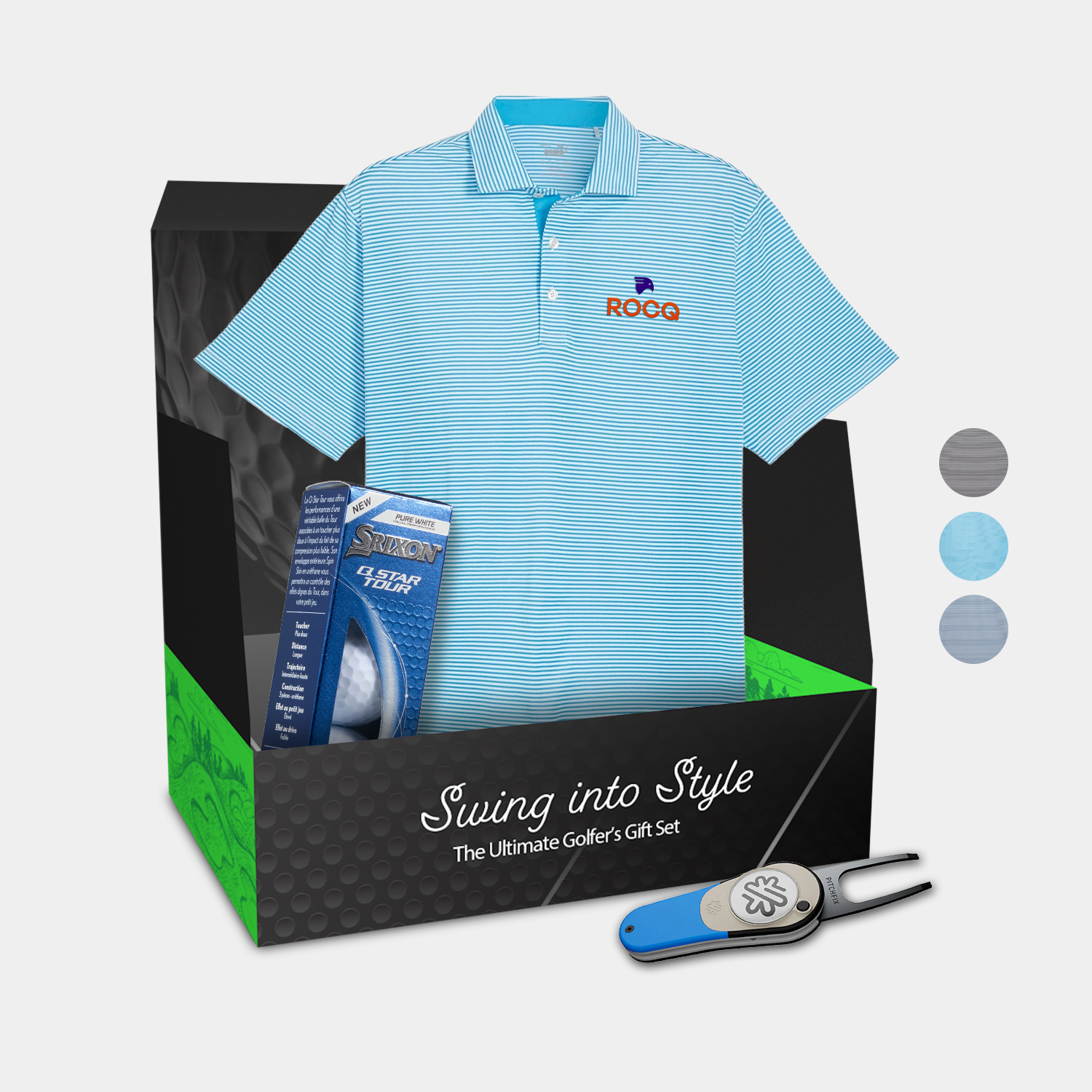 PUMA® Isle Pique Men's Polo Shirt, Srixon® Golf Balls & Pitchfix® Icon Divot Tool Gift Set 2