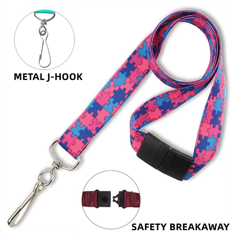 3/4" Dye Sublimation Lanyards w/ J-Hook and Safety Breakaway 2