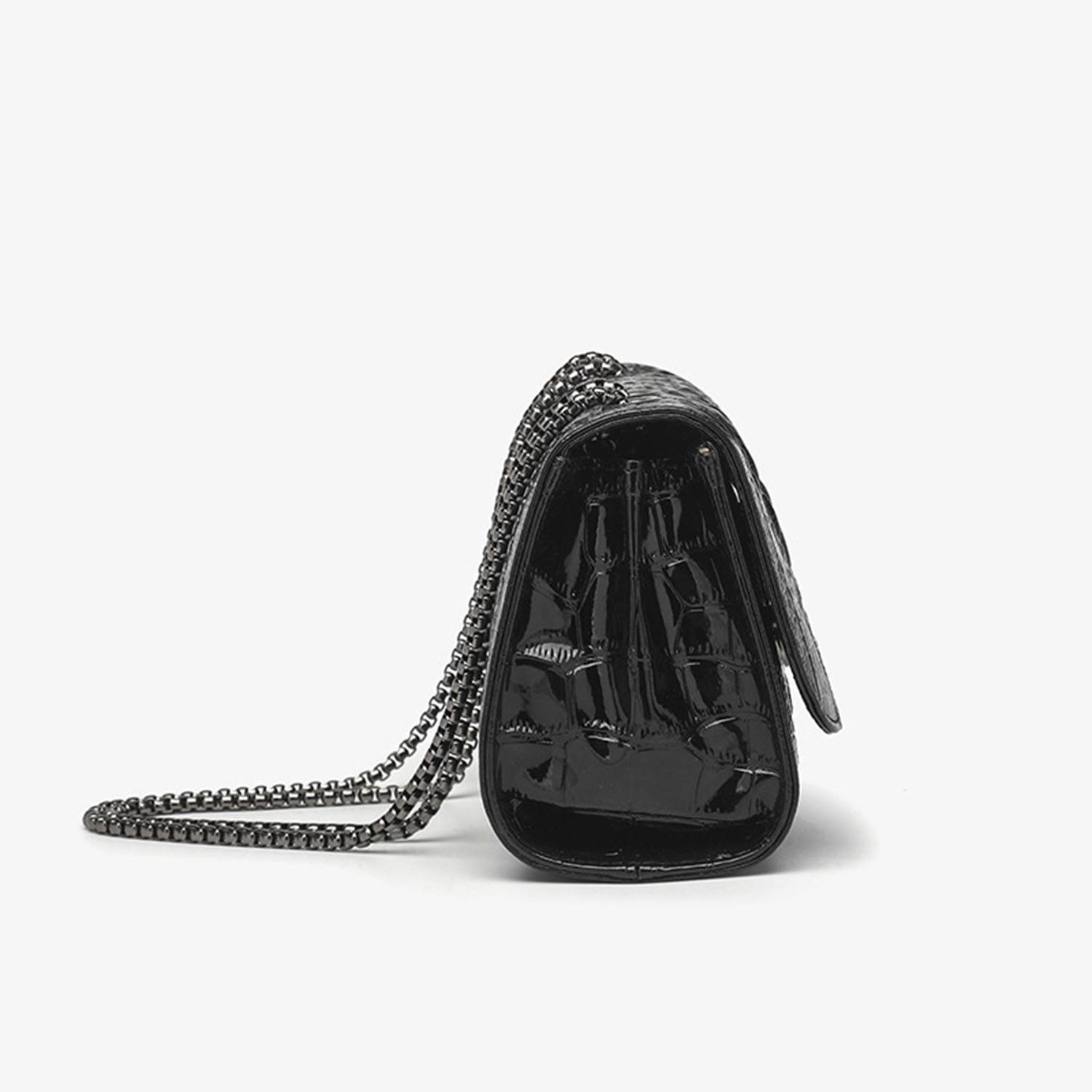 PU Women's fashion black cowhide chain tote bag 5