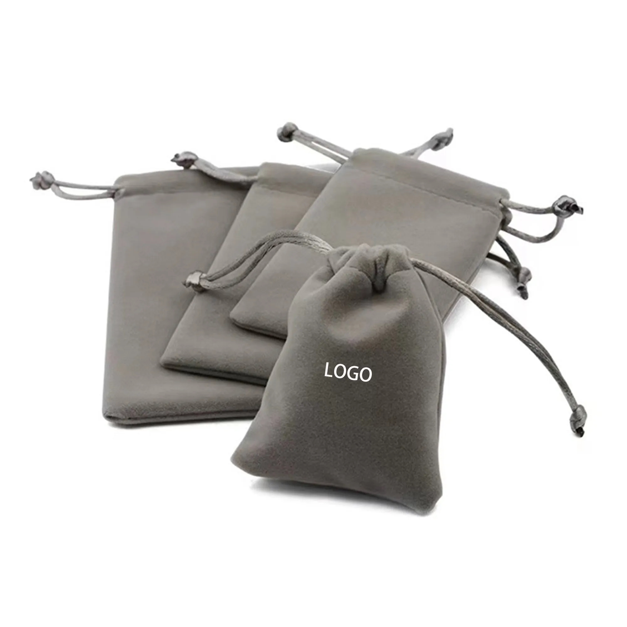 MOQ 200pcs Plush Drawstring Flat Mouth Storage Bag 2