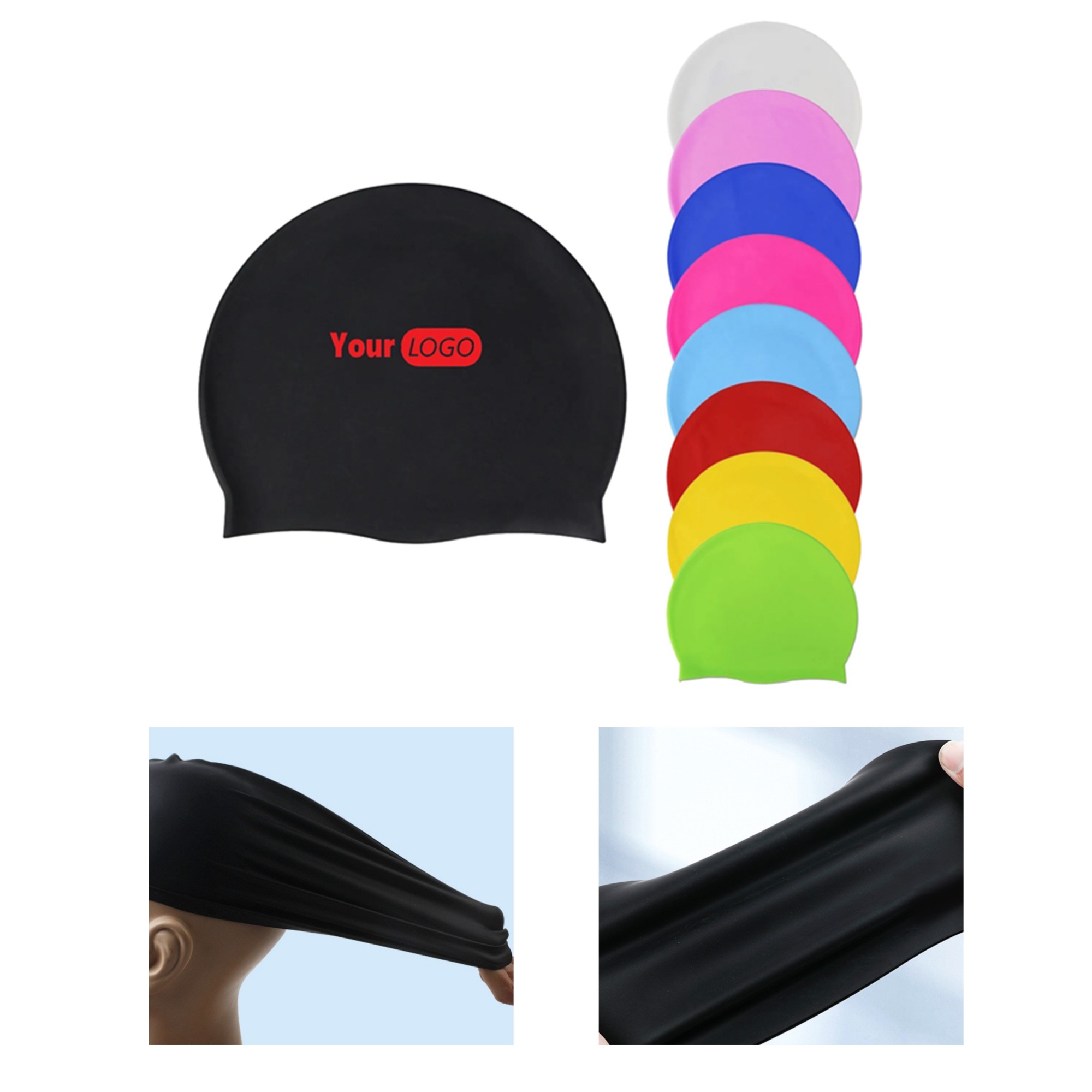Stylish Waterproof Silicone Swimming Cap 1