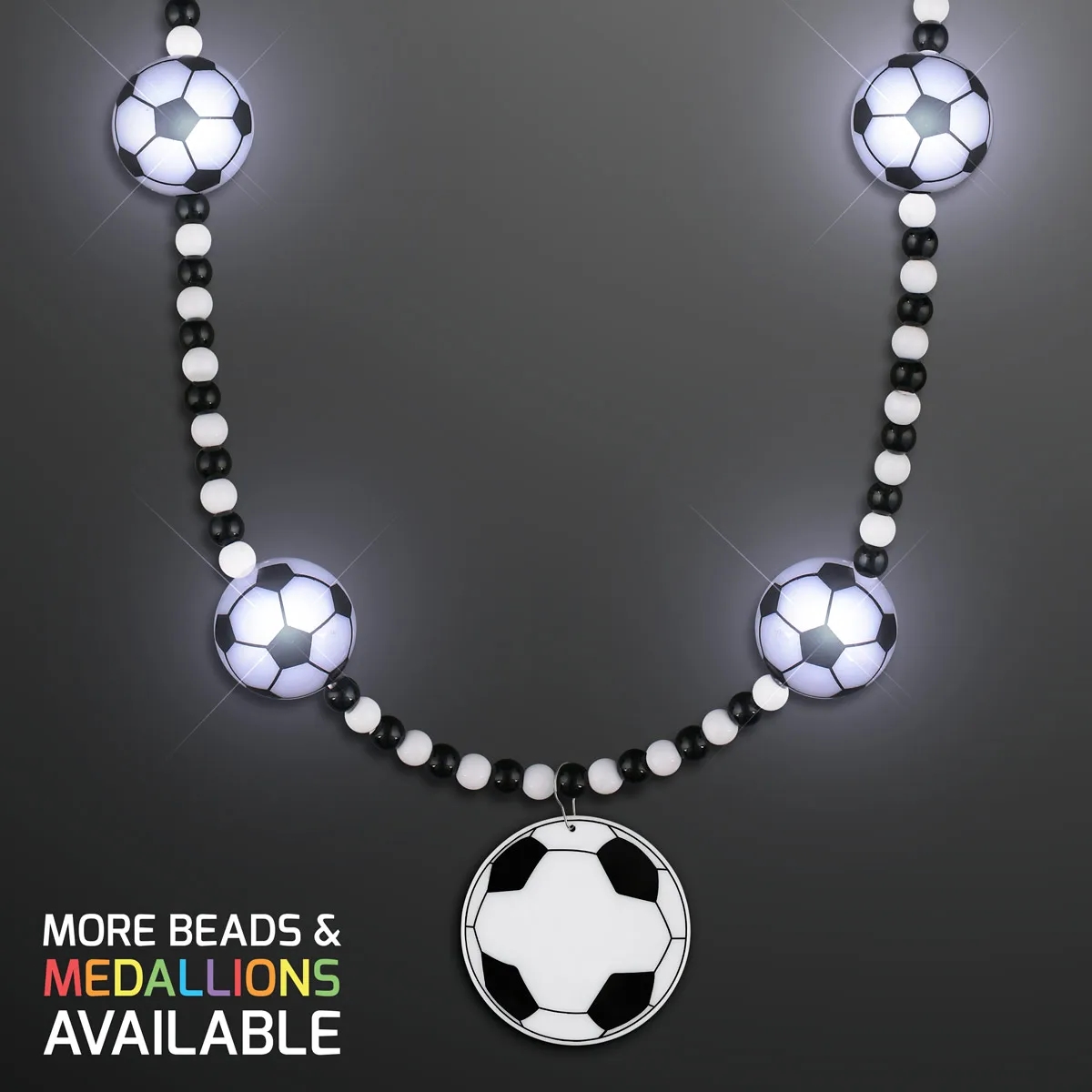 Light Up Soccer Ball Beads Necklace with Medallion 2