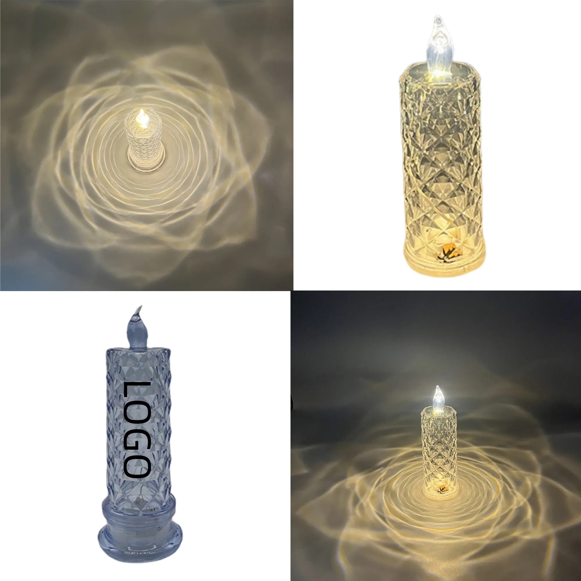 Rose Pattern Refracting Halo Projection LED Candle Light 4