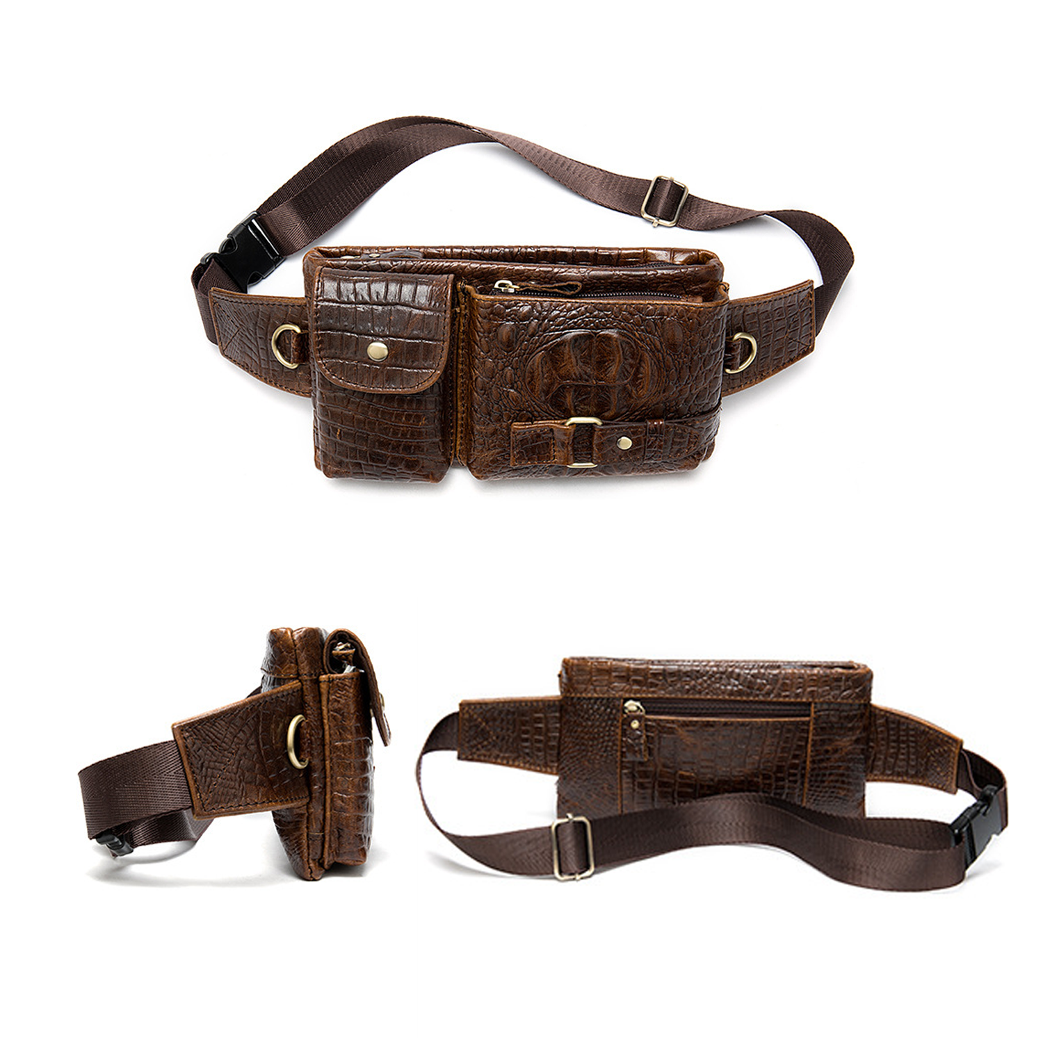 Custom Top-Layer Cowhide Leather Fanny Pack 2
