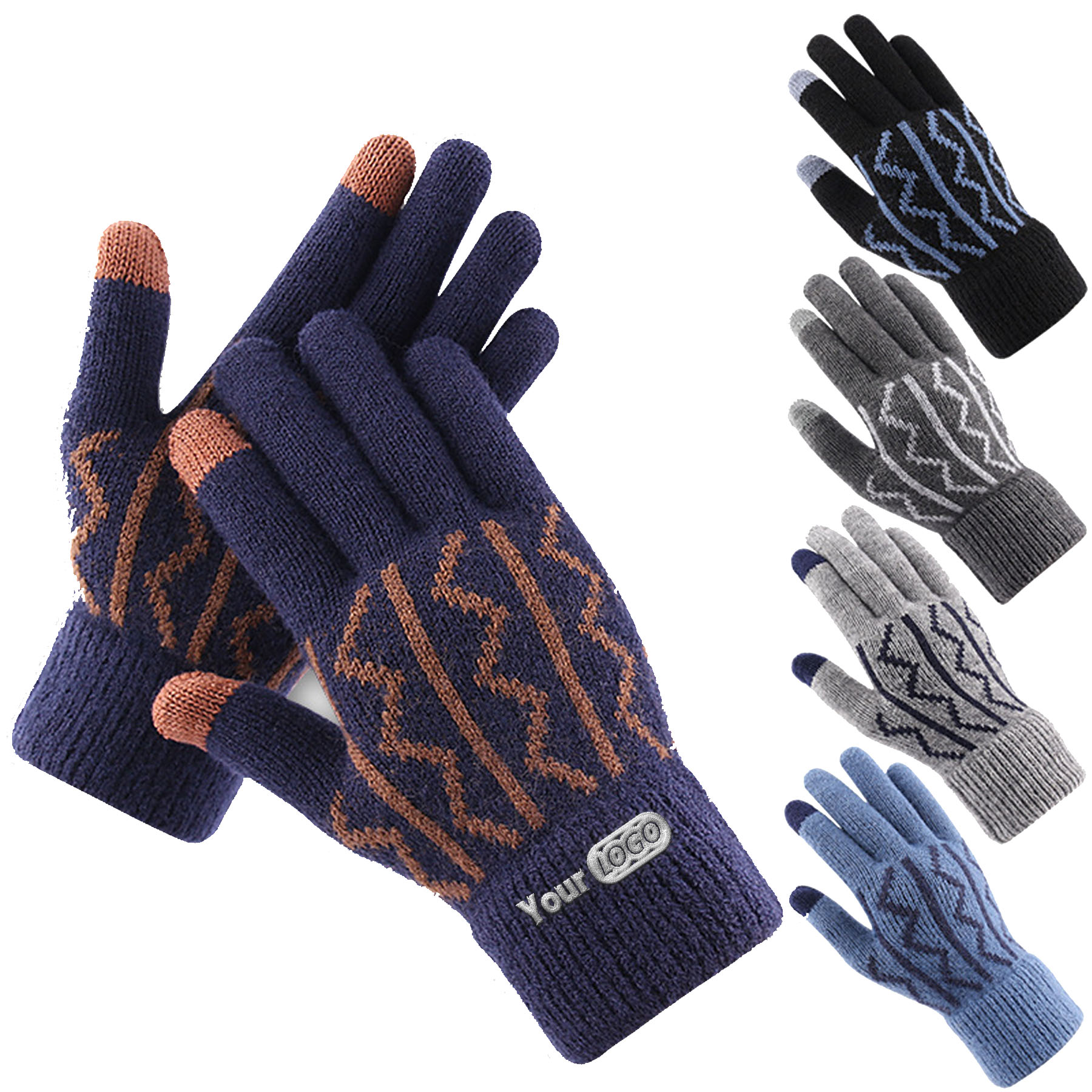 Winter Jacquard Knit Touchscreen Gloves 5