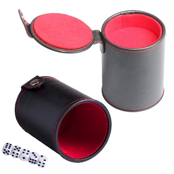 PU Leather Dice Cup Set with Storage Compartment 4