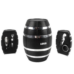Elegant 4 In 1 Wine Opener With Silver Barrel Shaped Case 13