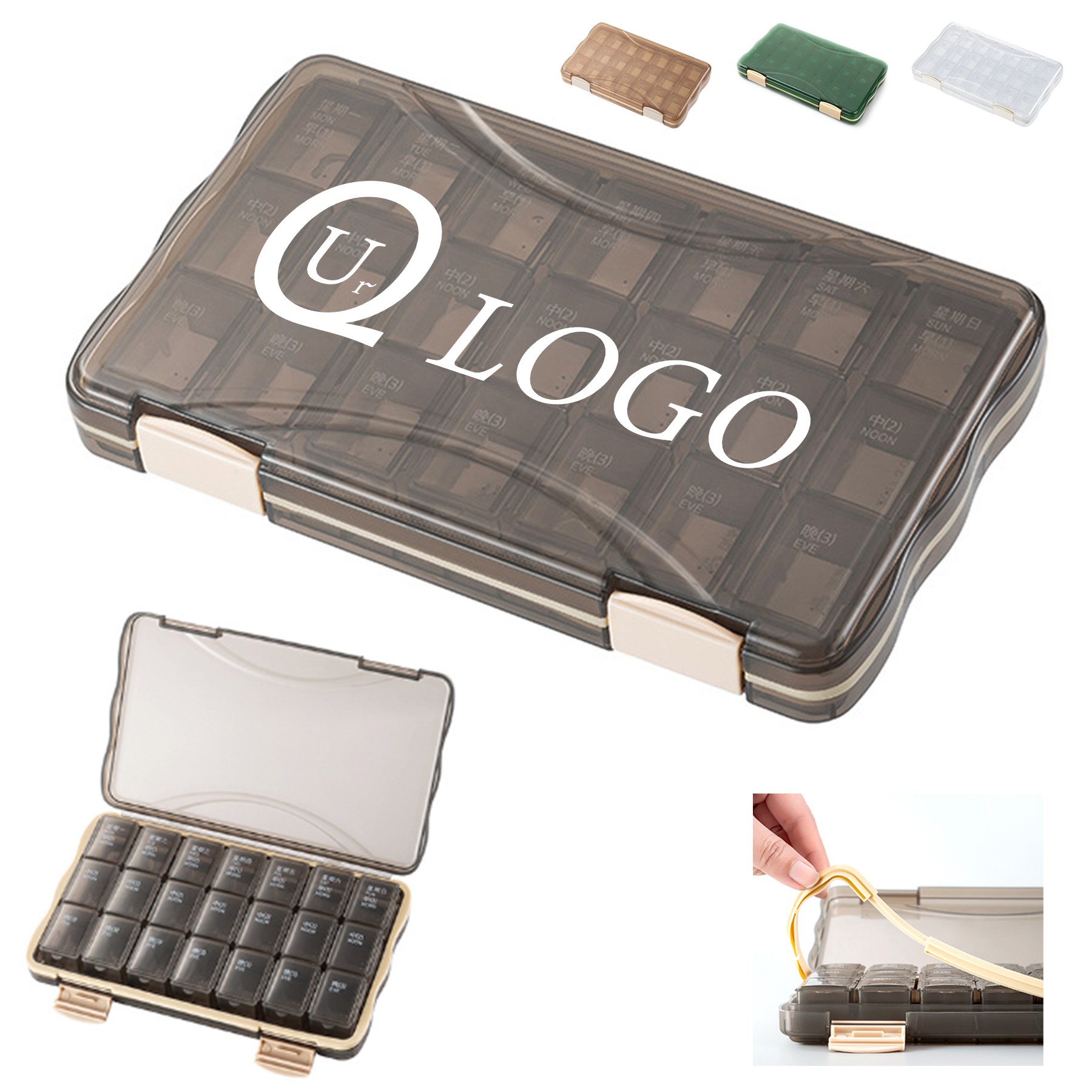 7-Day Pill Box With 21 Compartments