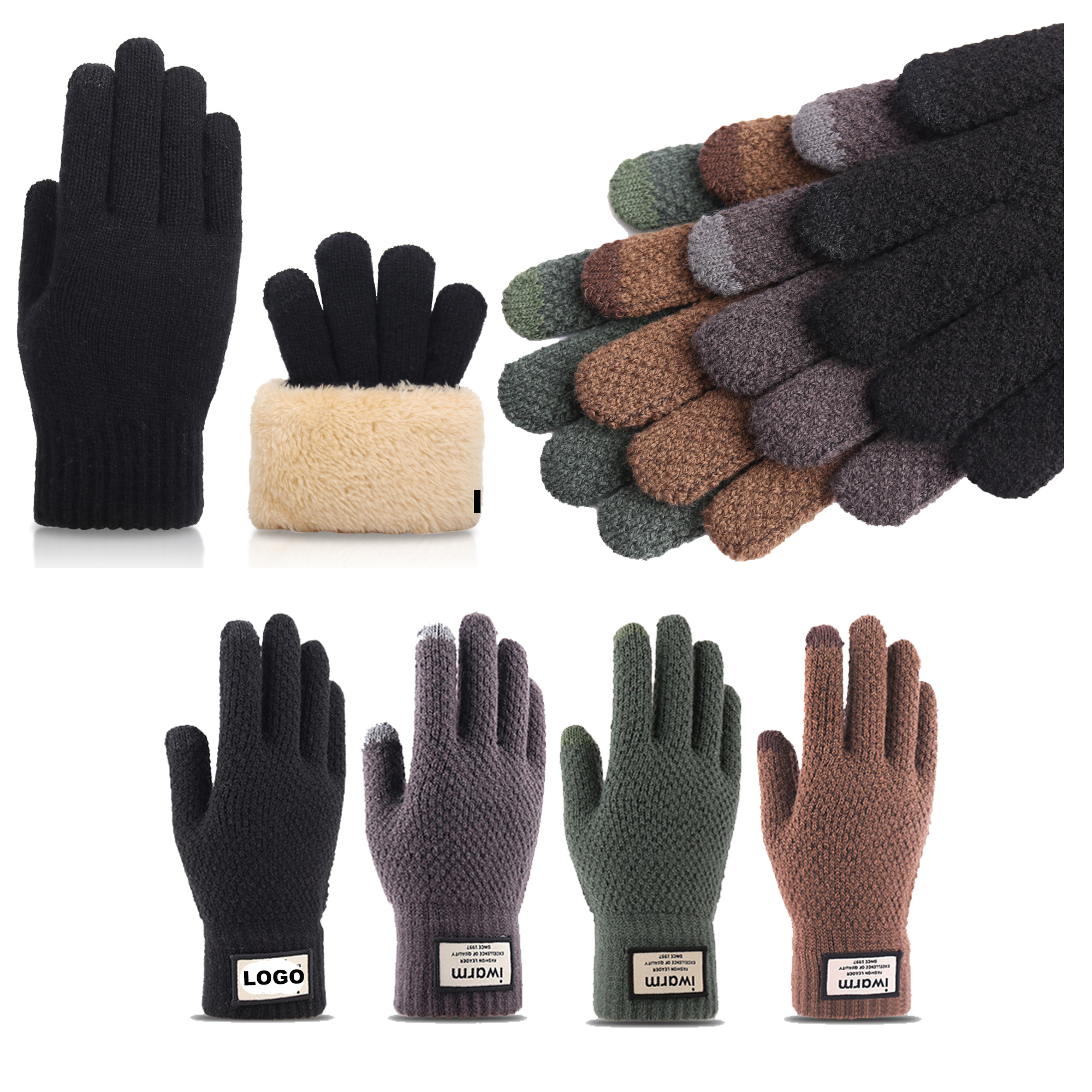 Custom Thickened Warm Wool Knitted Glove 1