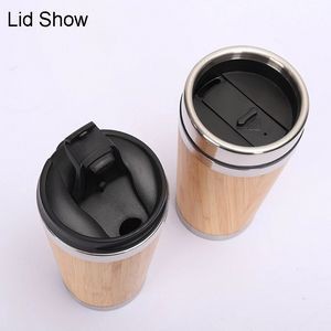 15oz Double Walled Stainless Steel Bamboo Coffee Travel Tumbler 9
