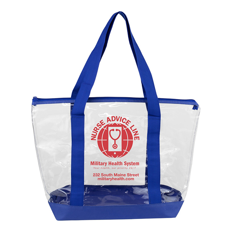 19"W x 13 ½"H x 6"Gusset - "BONDI" Jumbo Clear Zippered Tote Bag 14