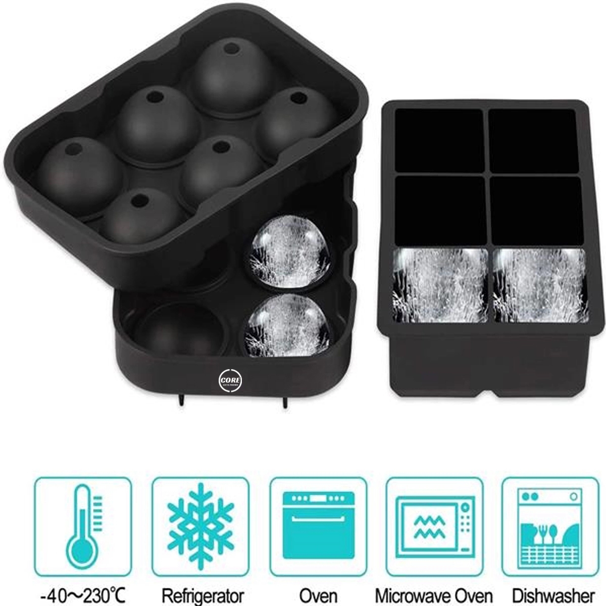Silicone Ice Cube Trays With Lids Large Square Molds 3