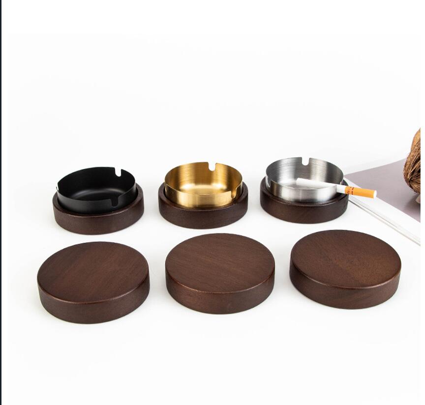 Wooden Ashtray with Lids Cigarette Ash Holder 3