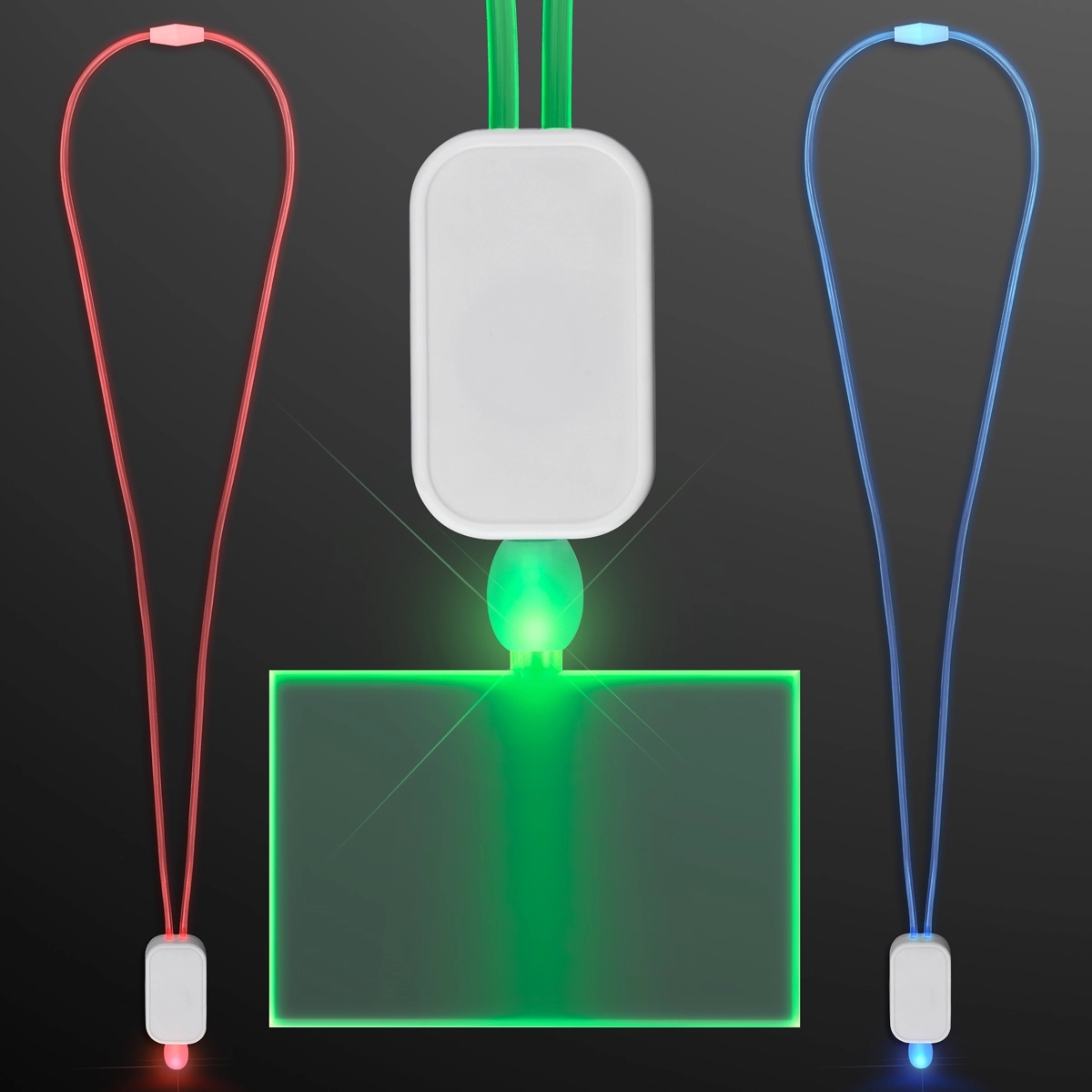 LED Green Lanyard with Acrylic Rectangle Pendant- 2
