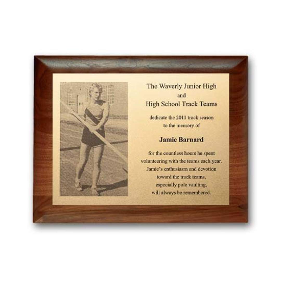 Metal Photo Plaq - Walnut Rolled Edge 2